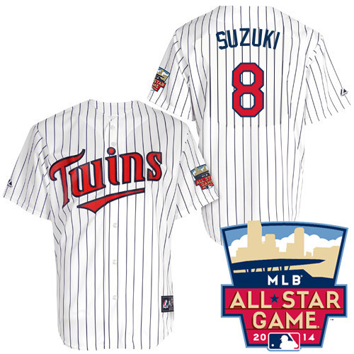 Kurt Suzuki #8 Youth Baseball Jersey-Minnesota Twins Authentic 2014 ALL Star Home White Cool Base MLB Jersey